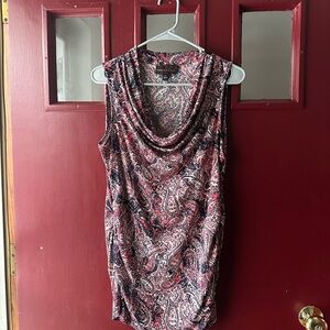 Dana Buchman Red and Black Paisley Top